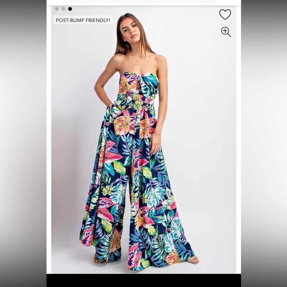 Pinkblush strapless front tie maternity jumpsuit